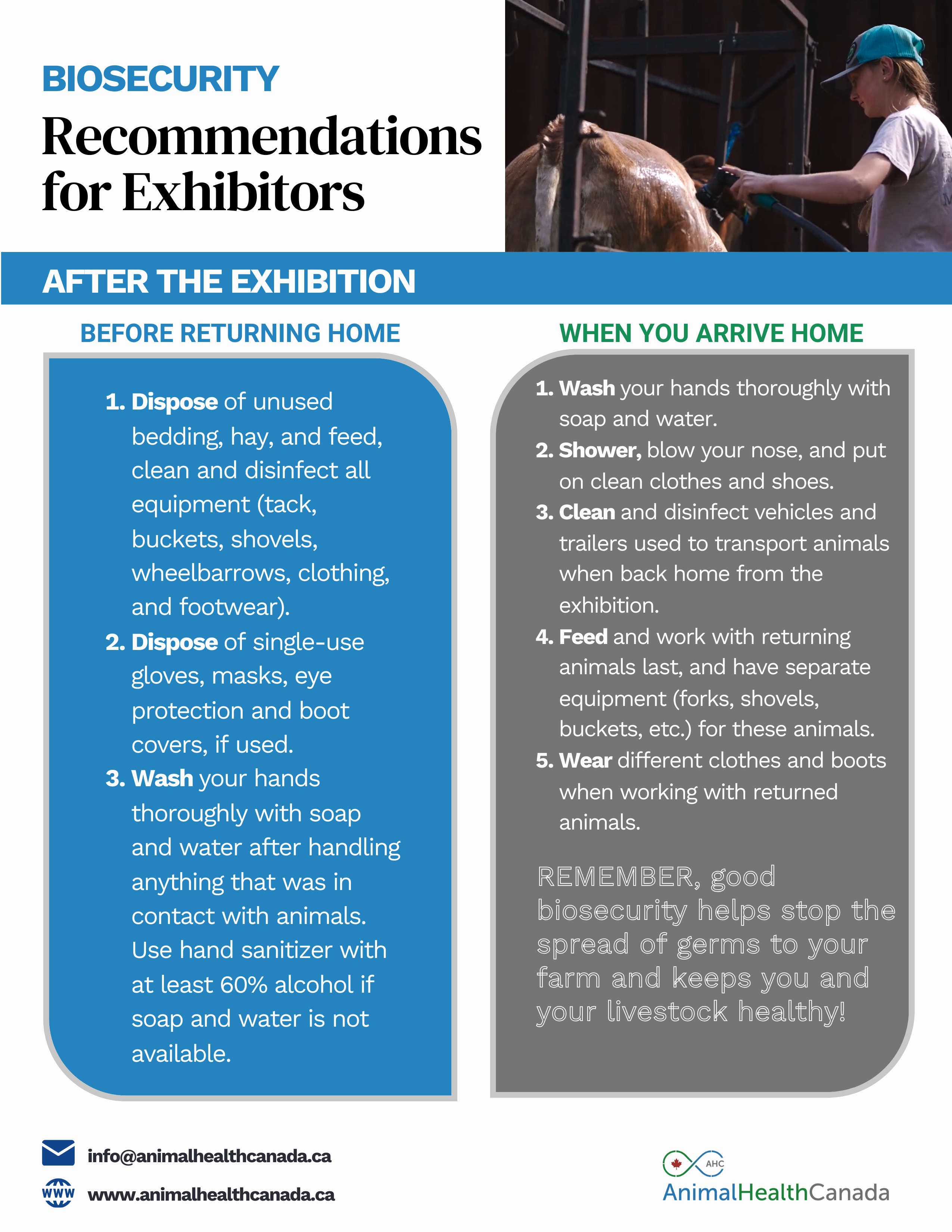 Biosecurity for exhibitors Beef cattle Animal Health